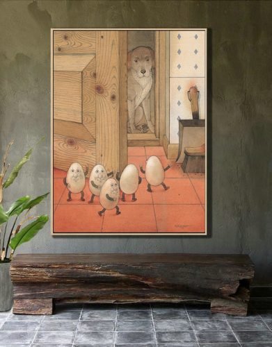 20 Cute Easter Paintings for Home Decor-Easter Egg and Dog